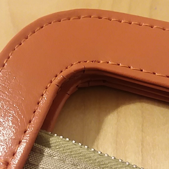 Vintage 1970s Beige Utility Multi Pocket Canvas Briefcase with Orange Trim NWT - Picture 15 of 16